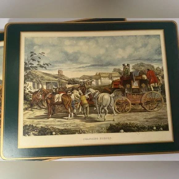PIMPERNEL Fox Hunting Cork PlaceMats Vintage JF Herring Set Of 4 made in England - Picture 4 of 6
